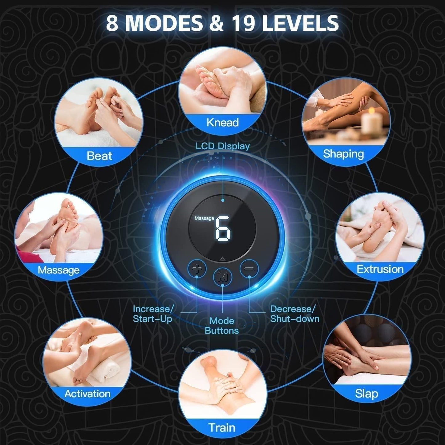 NEURO FOOT MASSAGER- 8 Massage modes with 19 intensity levels